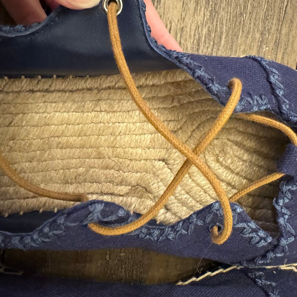 Tory Burch Navy Lace-Up Espadrille Flats - Picture 5 of 10